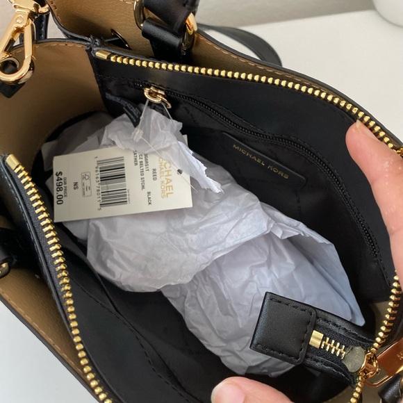 Michael Kors Reed SM Pebbled Leather Belted Satchel - Picture 6 of 11